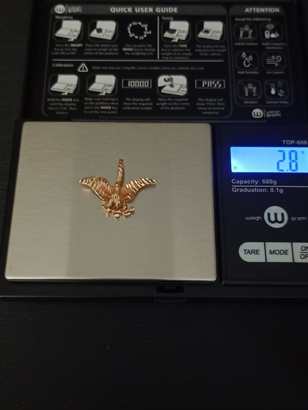 Vintage Gold Eagle Pendant Charm 14 K 2.8 Grams - Picture 3 of 6